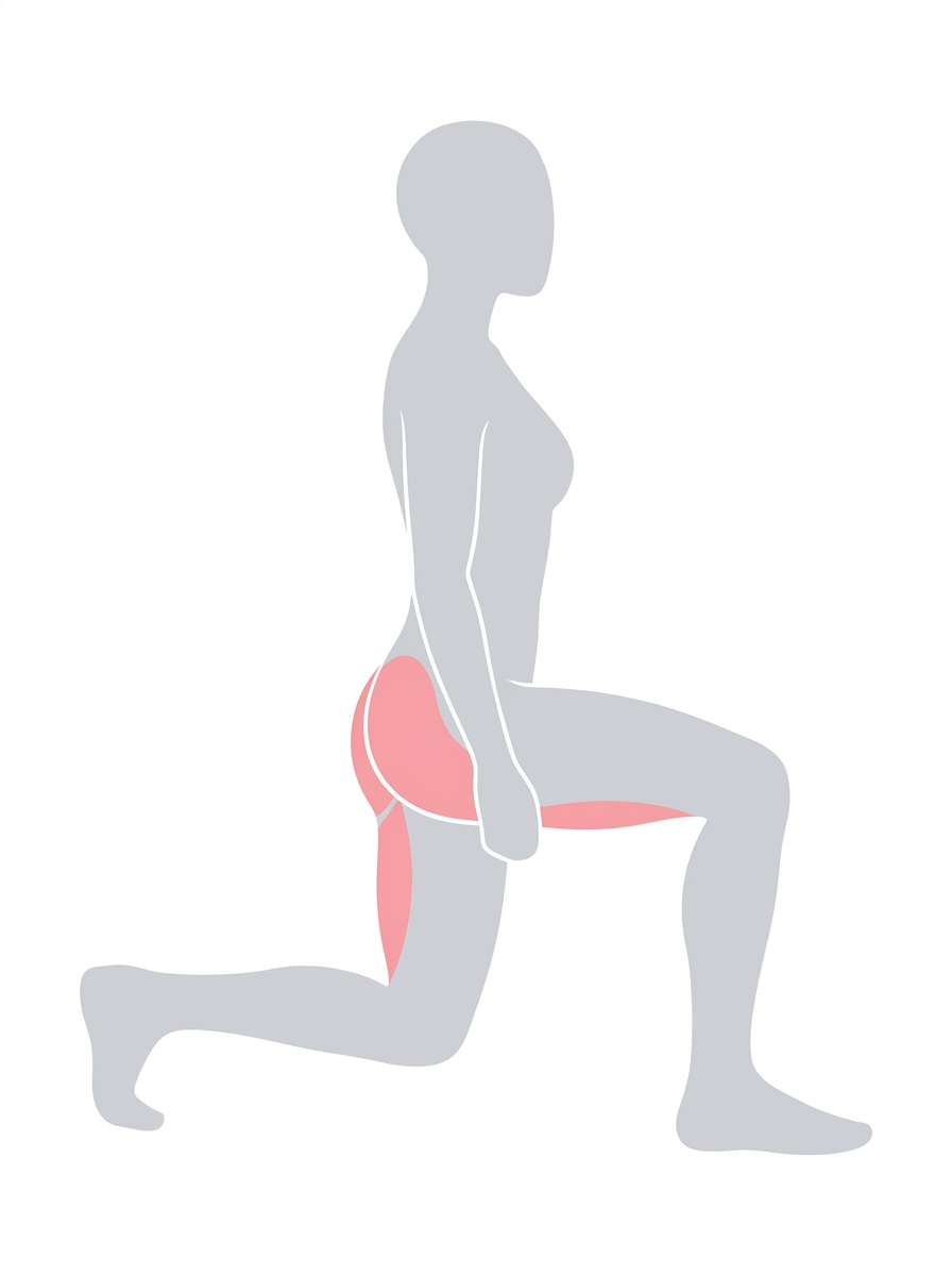 Woman performing a reverse lunge with a forward torso lean to emphasize glute activation.